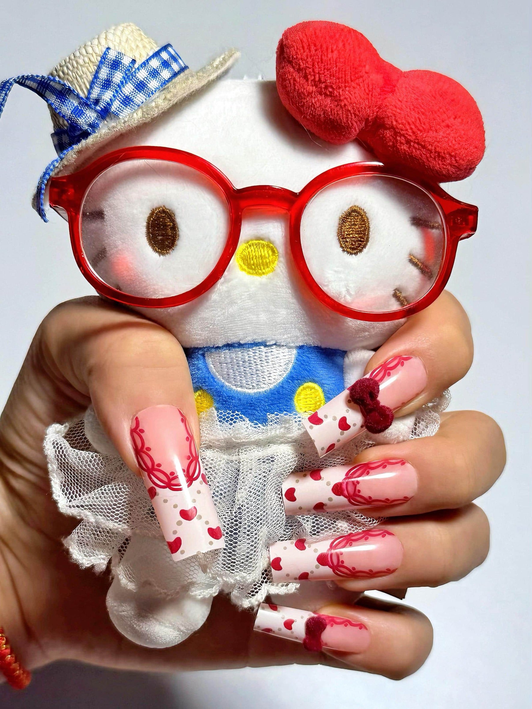 Red Velvet Bow Press On Nails